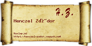 Henczel Zádor névjegykártya